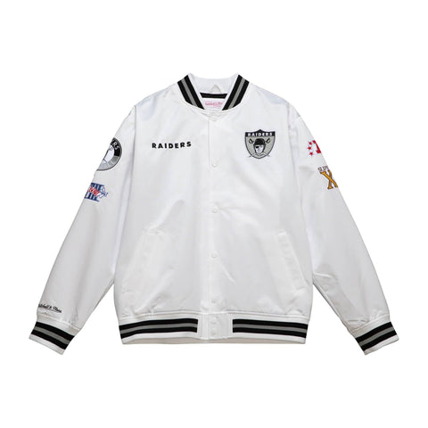 Raiders Mens Jacket Mitchell & Ness City Collection Satin White