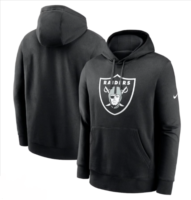 Raiders Mens Sweatshirt Club Logo Pullover Hoodie - THE 4TH QUARTER