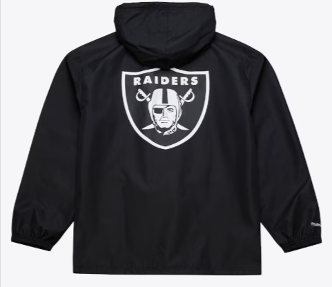 Raiders Mens Mitchell & Ness Coaches Wordmark Hooded Jacket Black - THE 4TH QUARTER