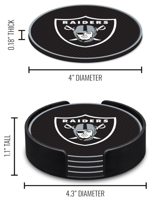 Raiders 4 Piece PVC Coasters Set