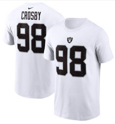 Raiders Mens T-Shirt #98 Maxx Crosby Player Tee White