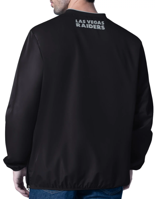 Raiders Mens Crossover V-Neck G-III Jacket Black - THE 4TH QUARTER