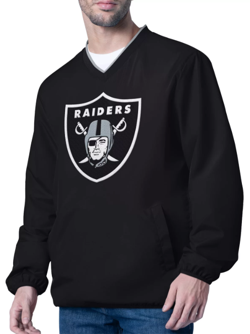 Raiders Mens Crossover V-Neck G-III Jacket Black - THE 4TH QUARTER