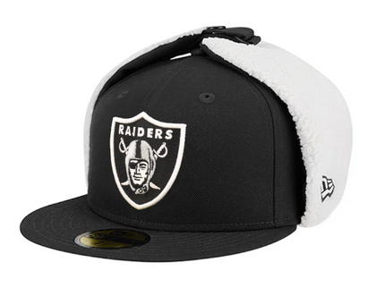 Raiders Fitted New Era 59Fifty Dog Ear Cap Hat Grey UV