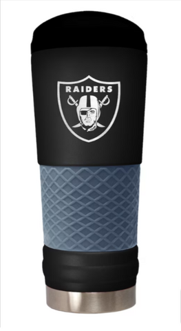 Raiders 24 oz. Draft Tumbler Travel Matte Black Grey Mug Cup