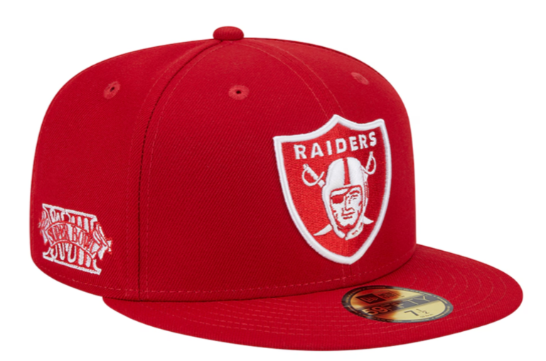 Los Ángeles Raiders Fitted New Era 59Fifty Super Bowl Patch Red Cap Hat Grey UV - THE 4TH QUARTER