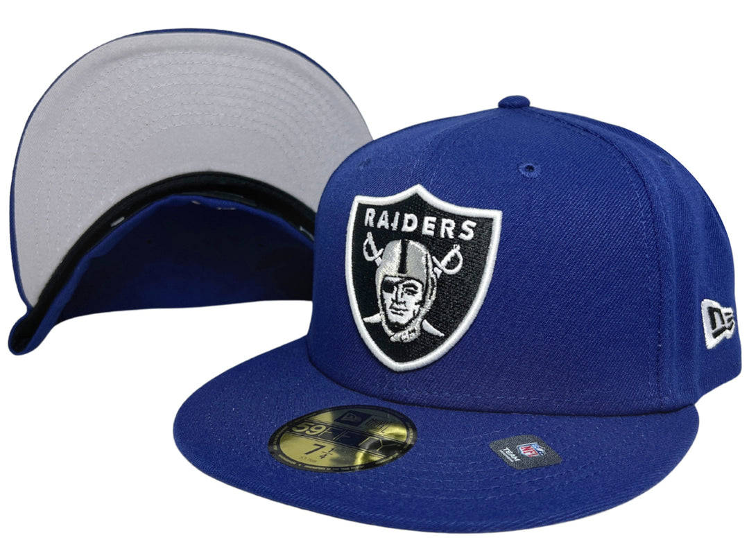 Raiders Fitted New Era 59Fifty Logo Royal Blue Cap Hat Grey UV - THE 4TH QUARTER