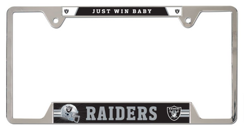 Raiders Chrome Auto Licensed Plate Frame Just Win Baby