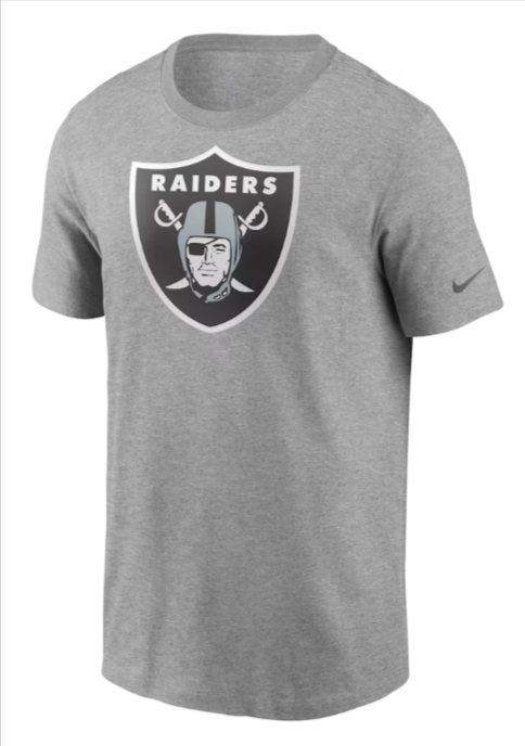 Raiders Mens T-Shirt Primary Logo Tee Heather Grey - THE 4TH QUARTER