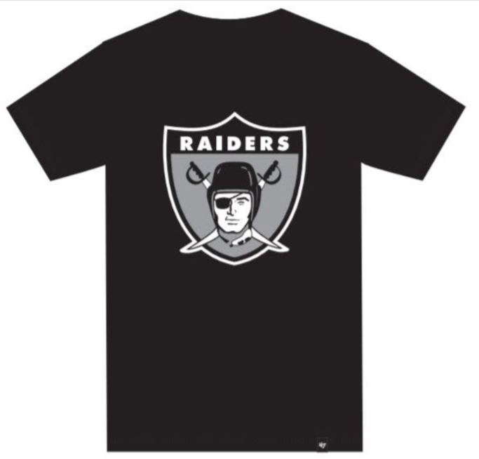 Raiders Mens T-Shirt 47 Brand Legacy Throwback Logo Black Tee - THE 4TH QUARTER