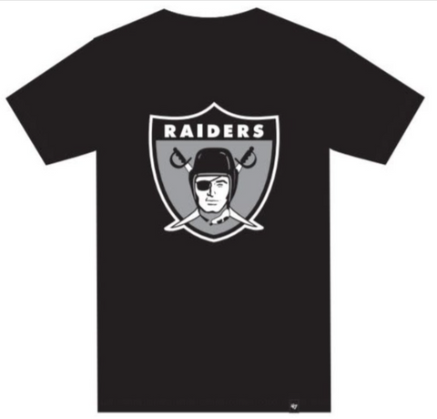 Raiders Mens T-Shirt 47 Brand Legacy Throwback Logo Black Tee