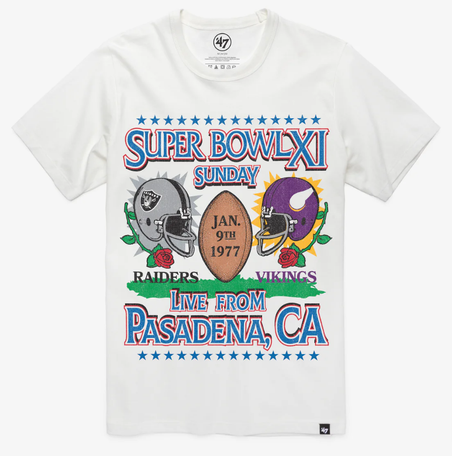 Los Angeles Raiders Mens T-Shirt 47 Minnesota Vikings Super Bowl Dueling Tee - THE 4TH QUARTER