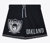 Raiders Mens Mitchell & Ness Vintage Logo Mesh Shorts Black
