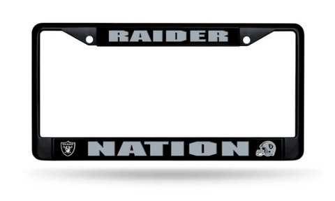 Raiders Chrome Auto Licensed Plate Frame Raider Nation Black
