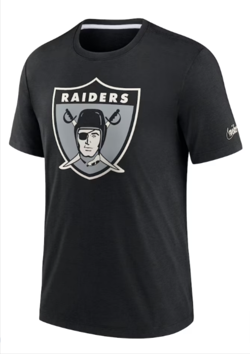 Raiders Mens T-Shirt Rewind Playback Logo Tri-Blend Black - THE 4TH QUARTER