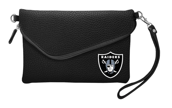 Raiders Womens Fold Over Crossbody Pebble Purse - THE 4TH QUARTER