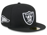 Raiders Fitted New Era 59Fifty Pennant Cap Hat Grey UV