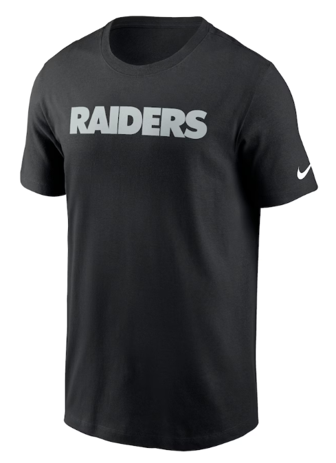 Raiders Mens T-Shirt Primetime Wordmark Essential Black - THE 4TH QUARTER