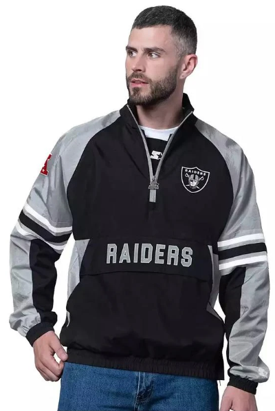 Raiders Mens Prospect 1/4 Zip Starter Jacket - THE 4TH QUARTER