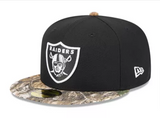 Raiders Fitted New Era 59Fifty Black Real Tree Camo Cap Hat Grey UV