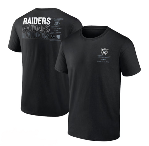 Raiders Mens T-Shirt Fanatics Repeat Stats Black Tee