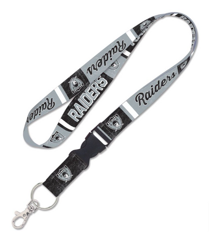 Raiders Badge Tickets Holder Keychain Lanyard Black w/Breakaway 1" Retro