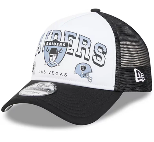Las Vegas Raiders Snapback New Era 9Forty A-Frame Mesh Retro Trucker Cap Hat - THE 4TH QUARTER