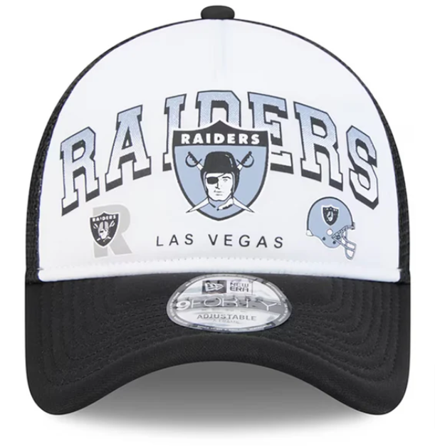 Las Vegas Raiders Snapback New Era 9Forty A-Frame Mesh Retro Trucker Cap Hat - THE 4TH QUARTER