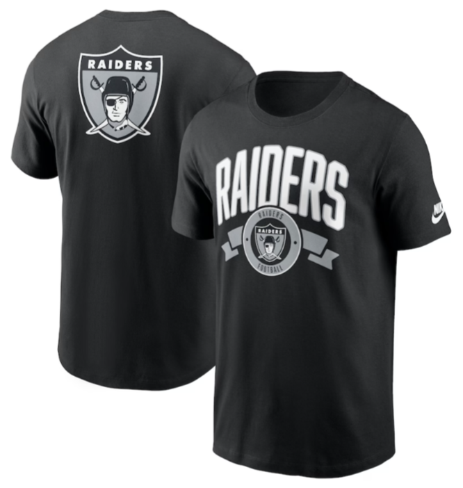Raiders Mens T-Shirt Rewind Front and Back Hit Essential Tee - THE 4TH QUARTER
