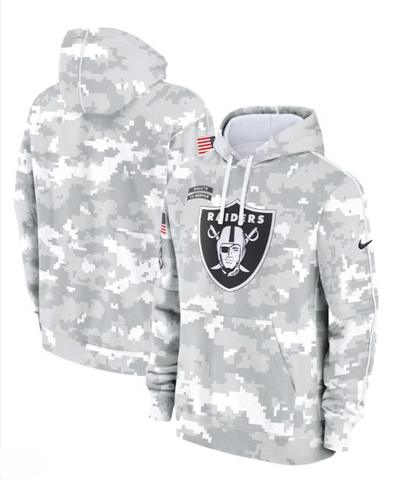 Las Vegas Raiders Mens Sweatshirt 2024 Salute to Service Club Fleece Pullover Hoodie