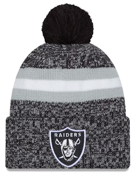 Las Vegas Raiders Beanie New Era 2023 Sideline Pom Sport Knit - THE 4TH QUARTER