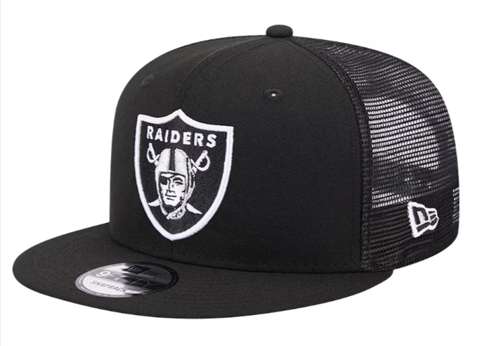 Las Vegas Raiders Snapback New Era Black Mesh Trucker Cap Hat Grey UV - THE 4TH QUARTER