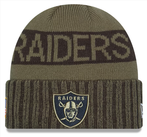 Raiders Beanie New Era 2025 Salute to Service Sideline Cuffed Knit Hat Cap