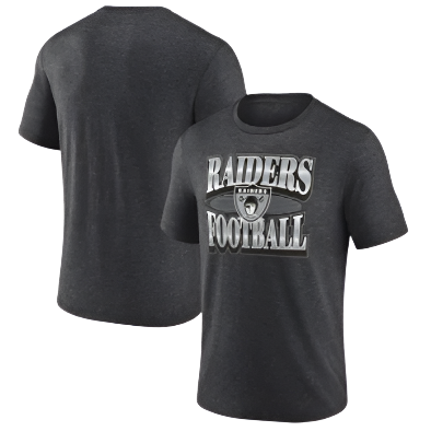 Raiders Mens T-Shirt Fanatics Extreme Tackle Triblend Charcoal Grey Tee