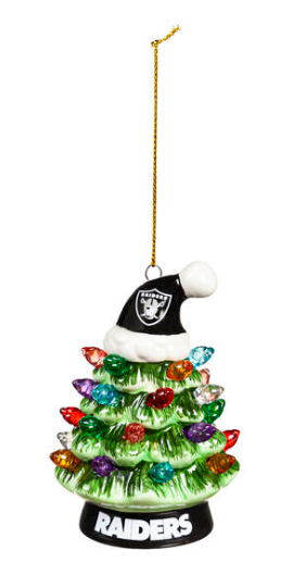 Las Vegas Raiders 4" Lighted LED Ceramic Tree Ornament - THE 4TH QUARTER