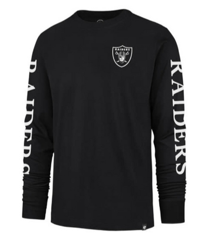 Raiders Mens T-Shirt 47 Brand Triple Threat Franklin Long Sleeve Black