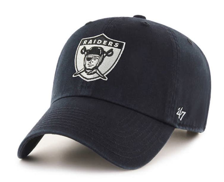 Raiders Strapback Youth '47 Brand Historic Clean Up Adjustable Cap Hat Black - THE 4TH QUARTER