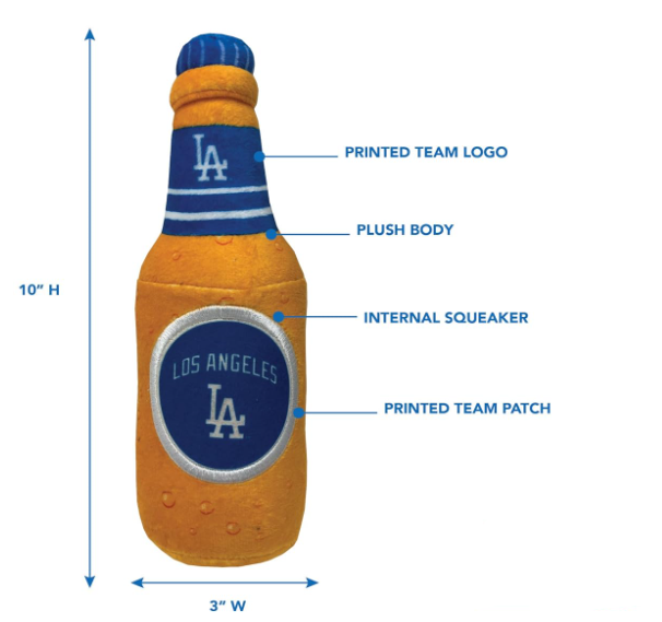 Los Angeles Dodgers Pet Dog Plush Beer Bottle Toy - THE 4TH QUARTER