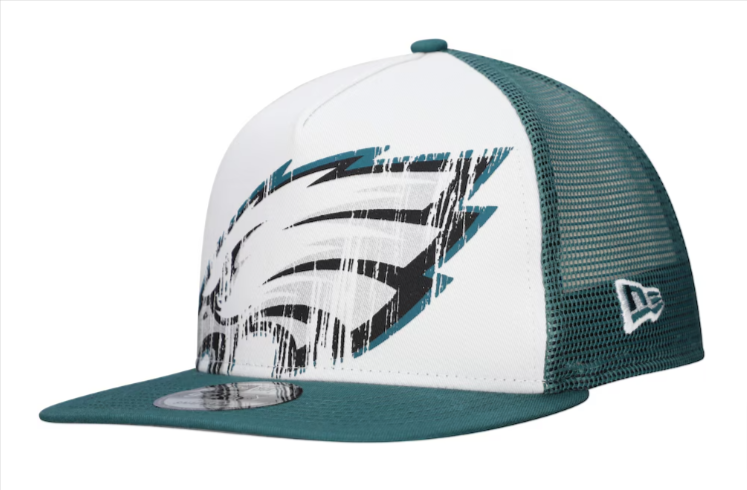 Philadelphia Eagles Snapback New Era 9Fifty A-Frame Distressed Trucker Mesh Cap Hat - THE 4TH QUARTER