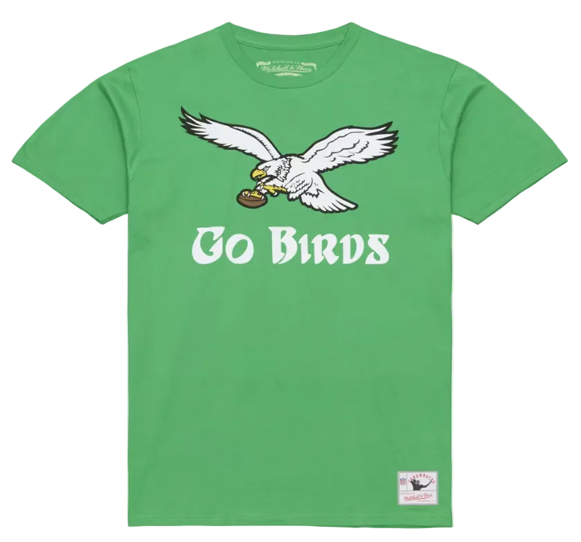 Philadelphia Eagles Mens T-Shirt Mitchell &amp; Ness GO BIRDS Green Tee