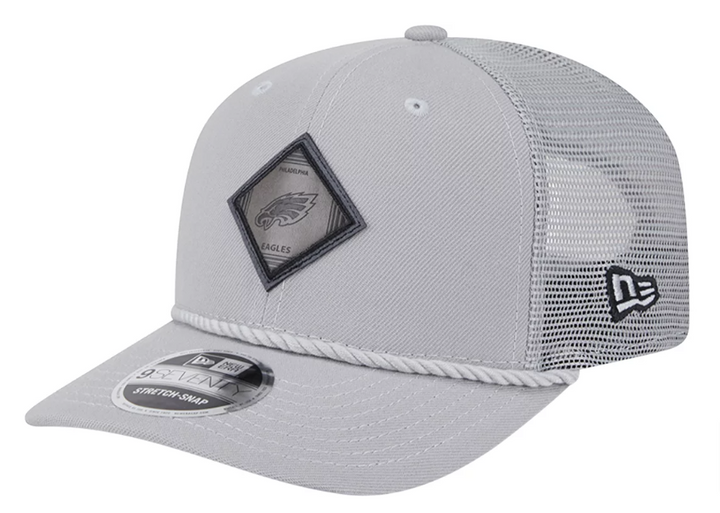 Philadelphia Eagles Snapback New Era 9Seventy Leather Logo Stretch-Snap Cap Hat Grey - THE 4TH QUARTER