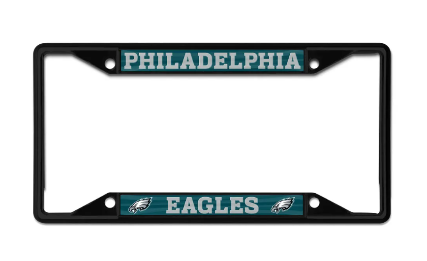 Philadelphia Eagles Chrome Auto Licensed Plate Frame Laser Reflective Black - THE 4TH QUARTER