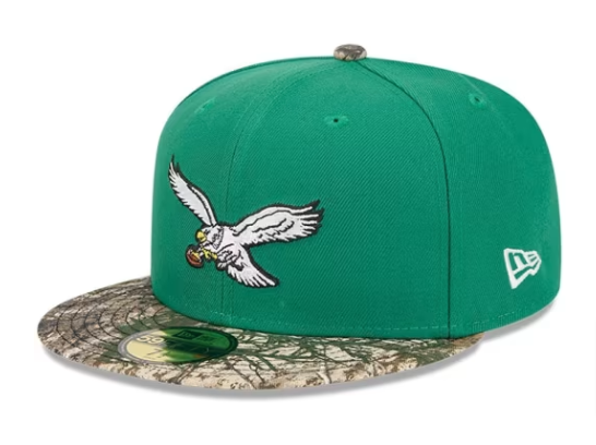 Philadelphia Eagles Fitted New Era 59Fifty Green Real Tree Camo Cap Hat Grey UV - THE 4TH QUARTER