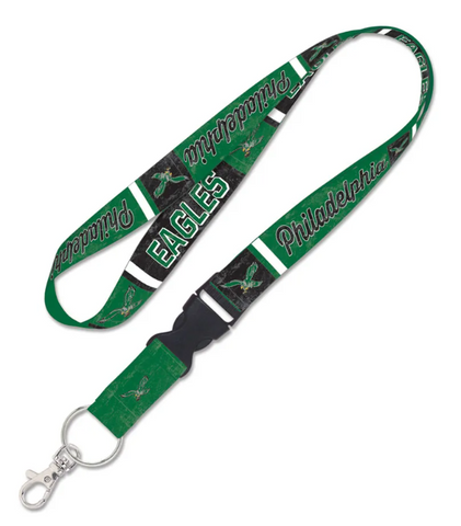 Philadelphia Eagles Badge Tickets Holder Keychain Lanyard w/Breakaway 1" Retro Green