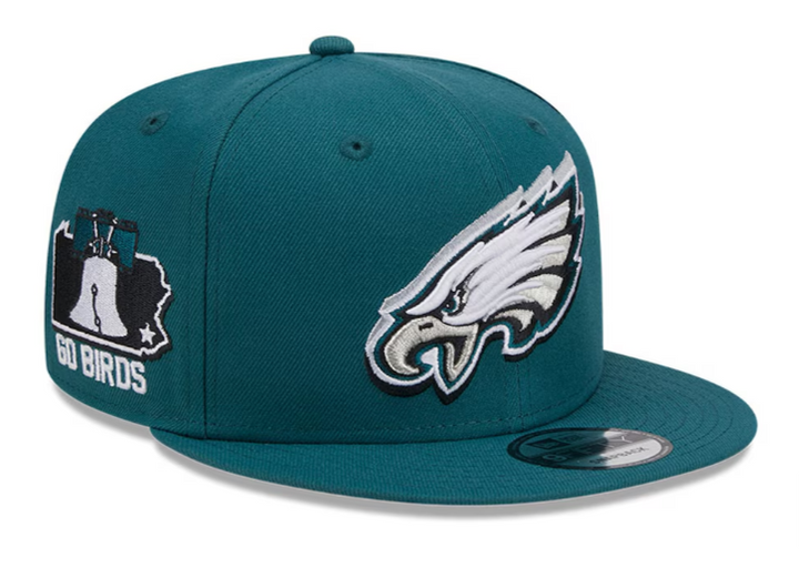 Philadelphia Eagles Snapback New Era 9Fifty 2024 Draft Green Cap Hat Grey UV - THE 4TH QUARTER