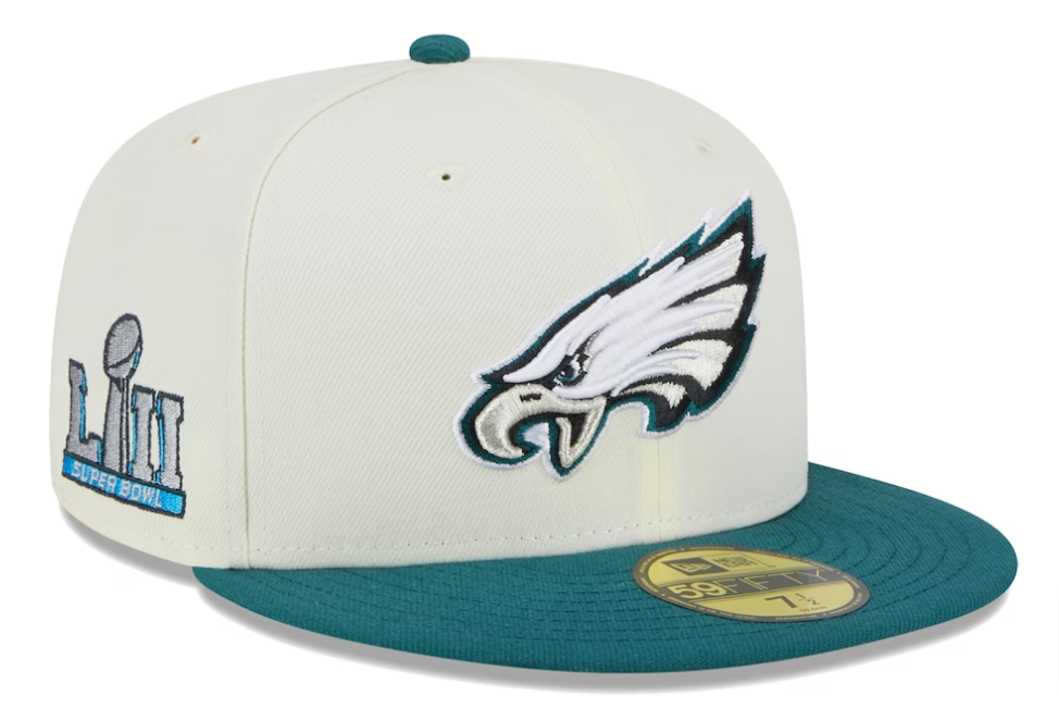 Philadelphia Eagles Fitted New Era 59Fifty Super Bowl Patch Chrome Cap Hat Grey UV - THE 4TH QUARTER