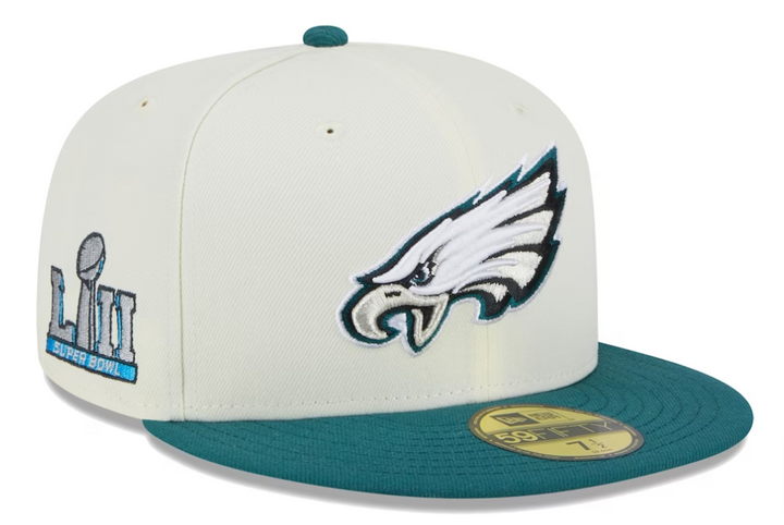 Philadelphia Eagles Fitted New Era 59Fifty Super Bowl Patch Chrome Cap Hat Grey UV - THE 4TH QUARTER