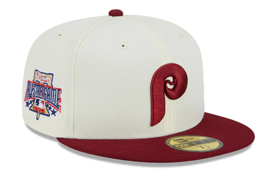 Philadelphia Phillies Fitted New Era 59Fifty World Series Chrome Burgundy Cap Hat Grey UV - THE 4TH QUARTER