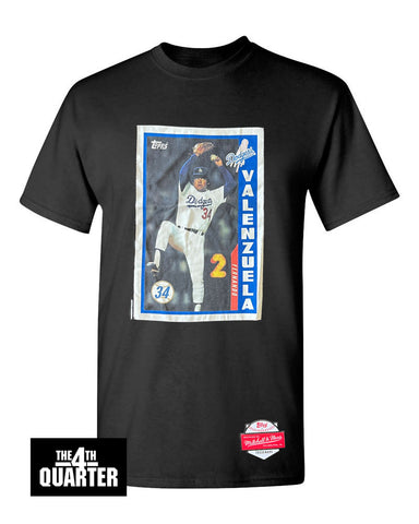 Los Angeles Dodgers Mens T-Shirt Mitchell & Ness Photo Real Stargazing Fernando Valenzuela Tee Black