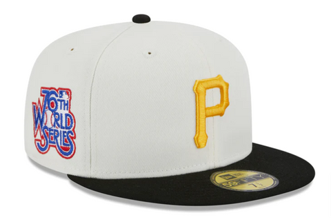Pittsburgh Pirates Fitted New Era 59Fifty 76th WS Chrome Black Cap Hat Grey UV